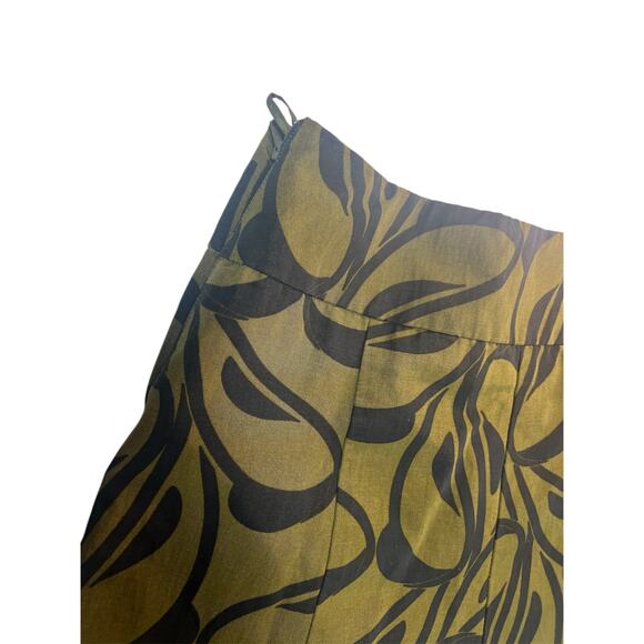 Y2K Vintage H&M A-Line‎ Skirt Olive Black Abstract Print Size 8 Womens M Medium - Picture 5 of 8